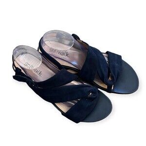 SoftWalk Tieli‎ Sandals, Navy Suede, Women's 12 M